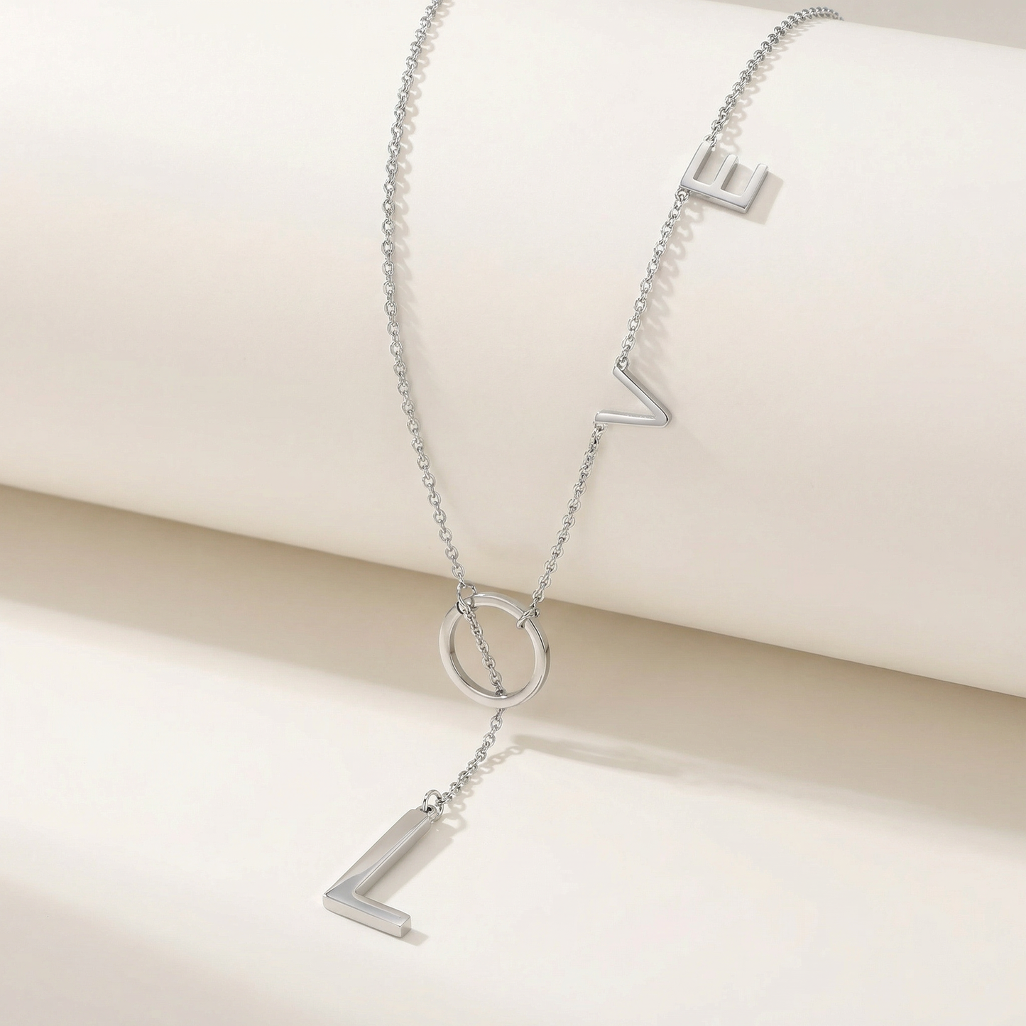 Love Lariat Necklace 18k White Gold Plated 21"
