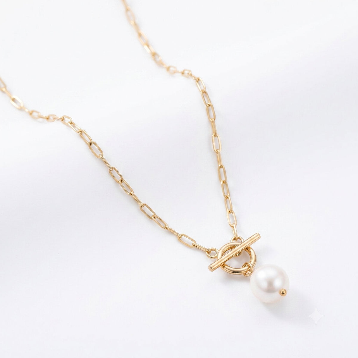 18k Yellow Gold Plated Fresh Water Pearl Cassis Necklace 18.5"