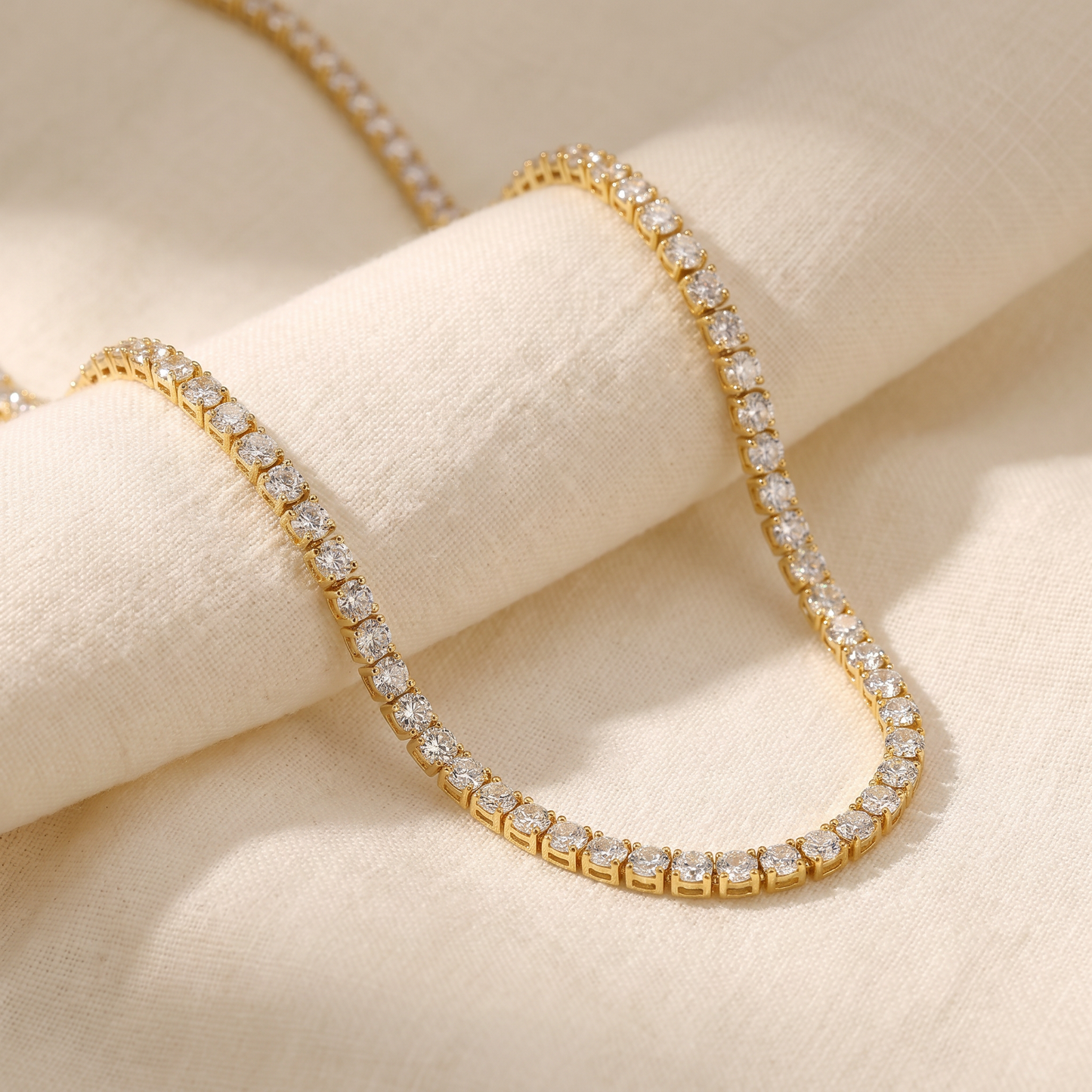 29 Ct Diamond Tennis Necklace 14K Yellow Gold 15" Lab Grown