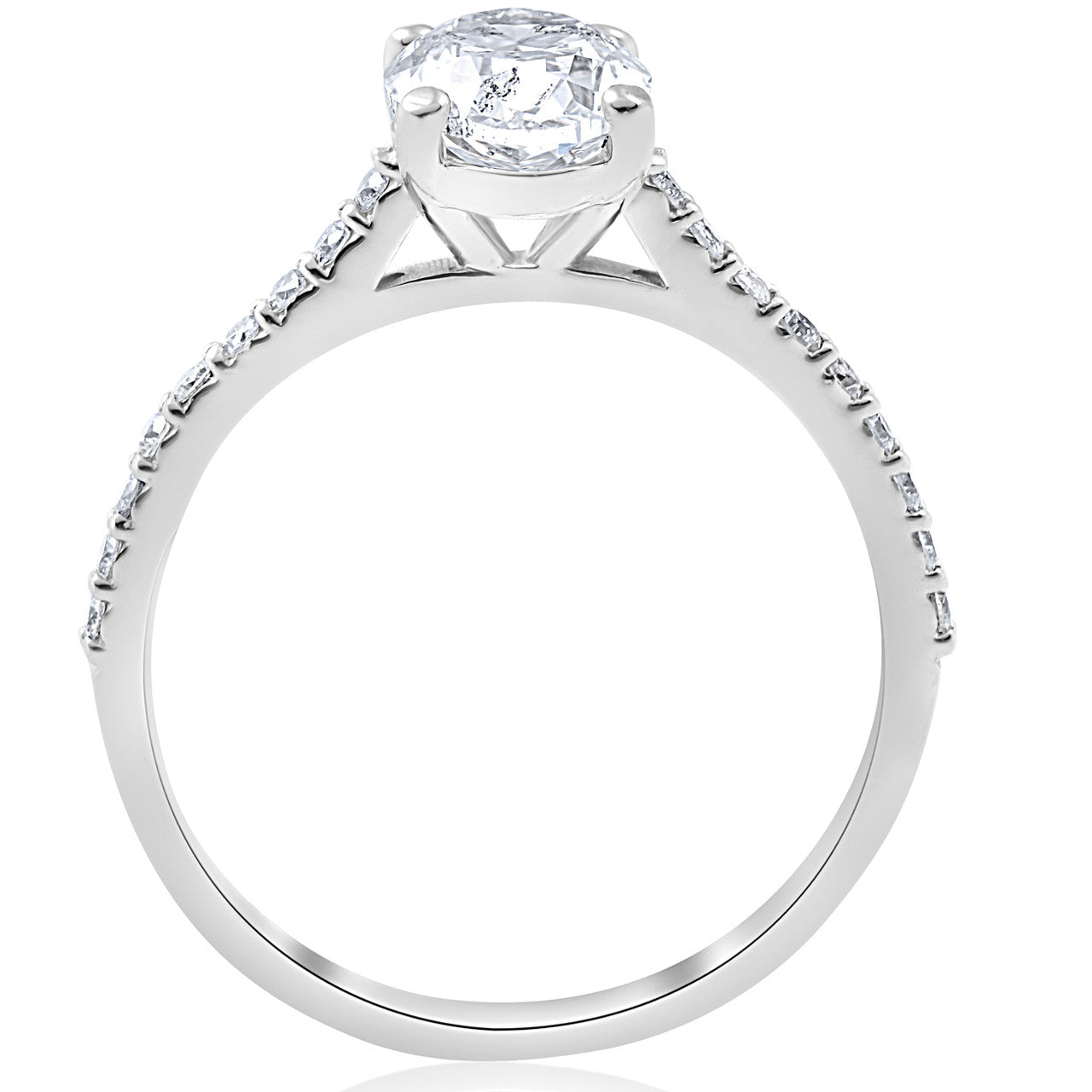 1.20Ct Oval Diamond Engagement Ring with Side Stones 14k White Gold lab Grown