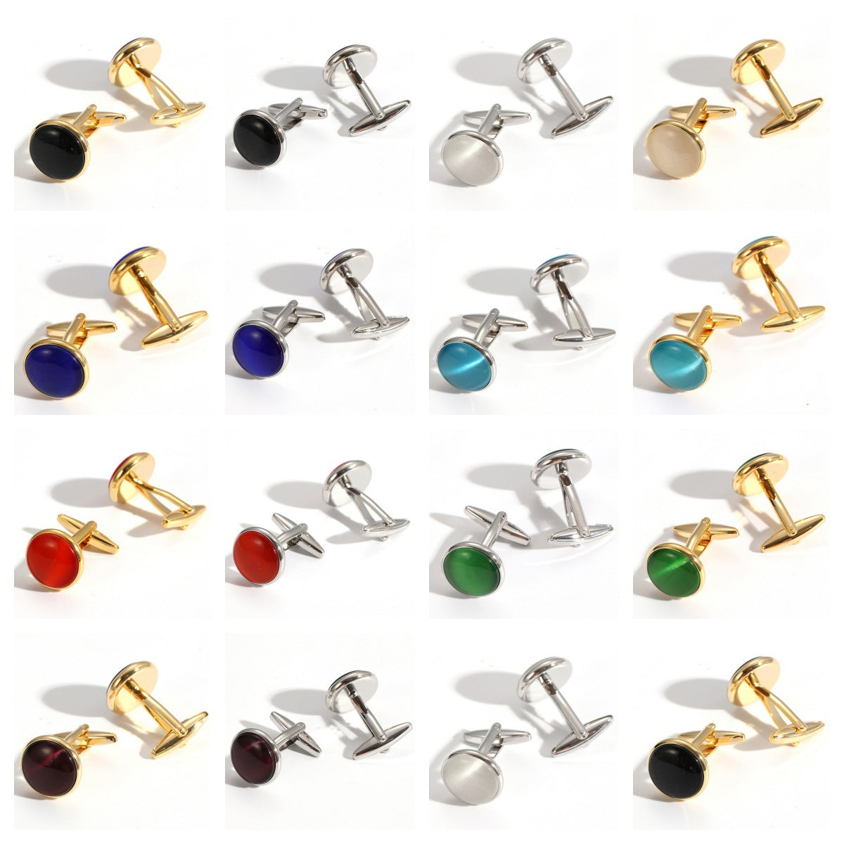 Luxury Men's Cat's Eye Stone Cufflinks - Premium Chatoyant Mineral Cuff Links for Formal Business Dress