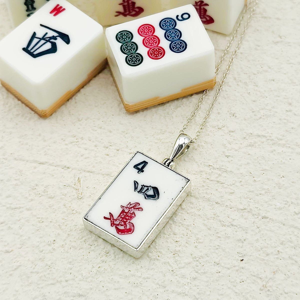Mahjong Pendant | Character Tiles | Sterling Silver