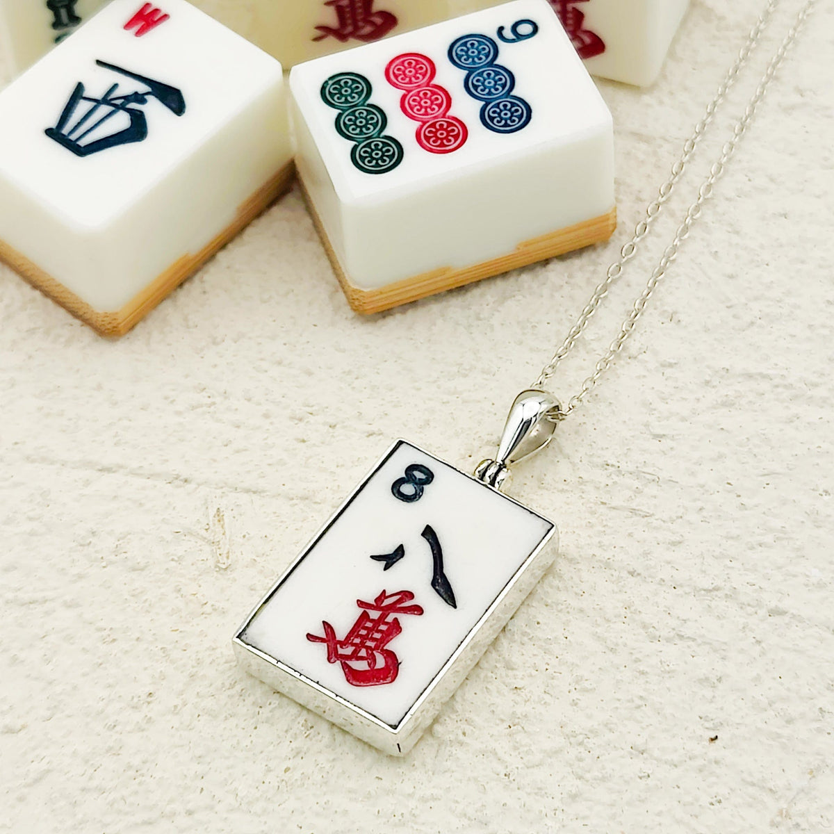 Mahjong Pendant | Character Tiles | Sterling Silver