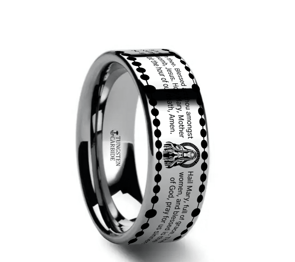 MARIAN | Tungsten Hail Mary Engraved Wedding Band