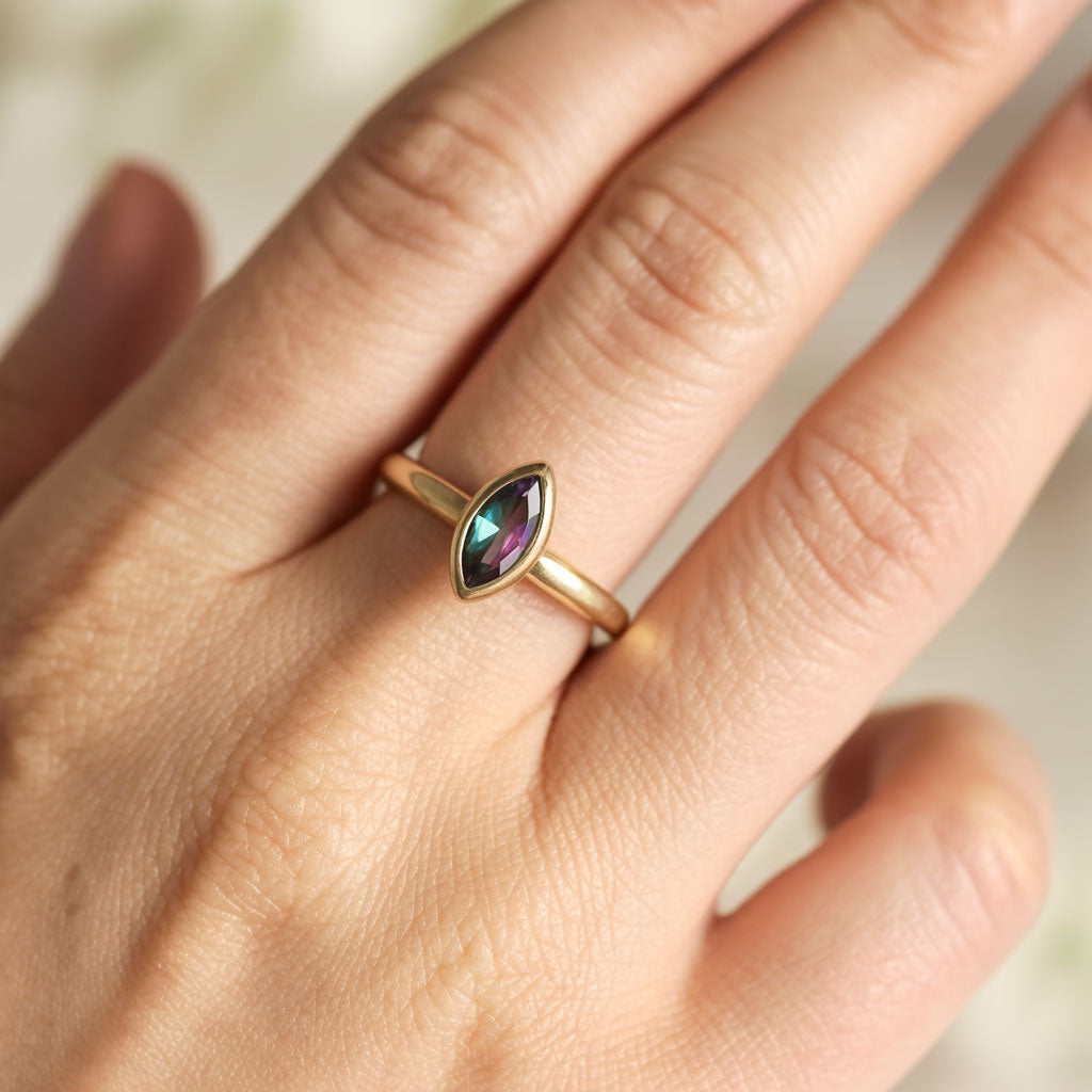 Marquise Cut Lab Created Alexandrite Gemstone
