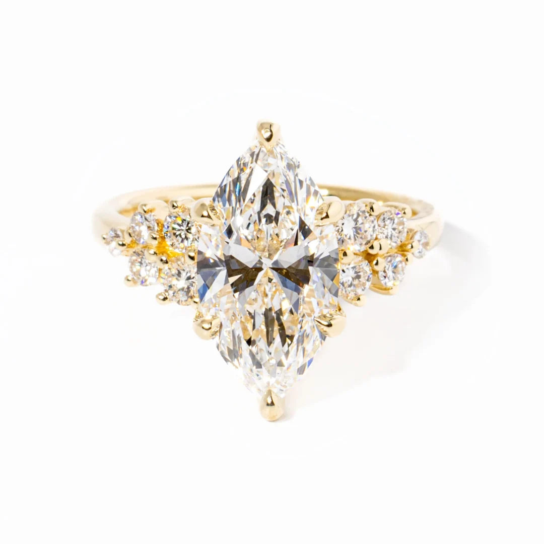 Shiny Marquise Cut 3.0 Ct Side Stone 925 Sterling Silver Wedding Ring Set