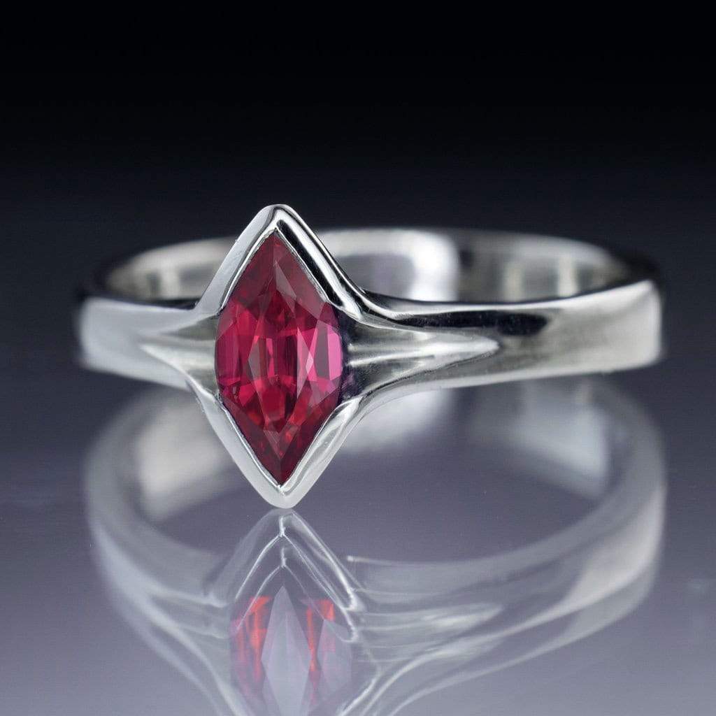 Marquise Shape Lab Created Faceted Loose Ruby Gemstone