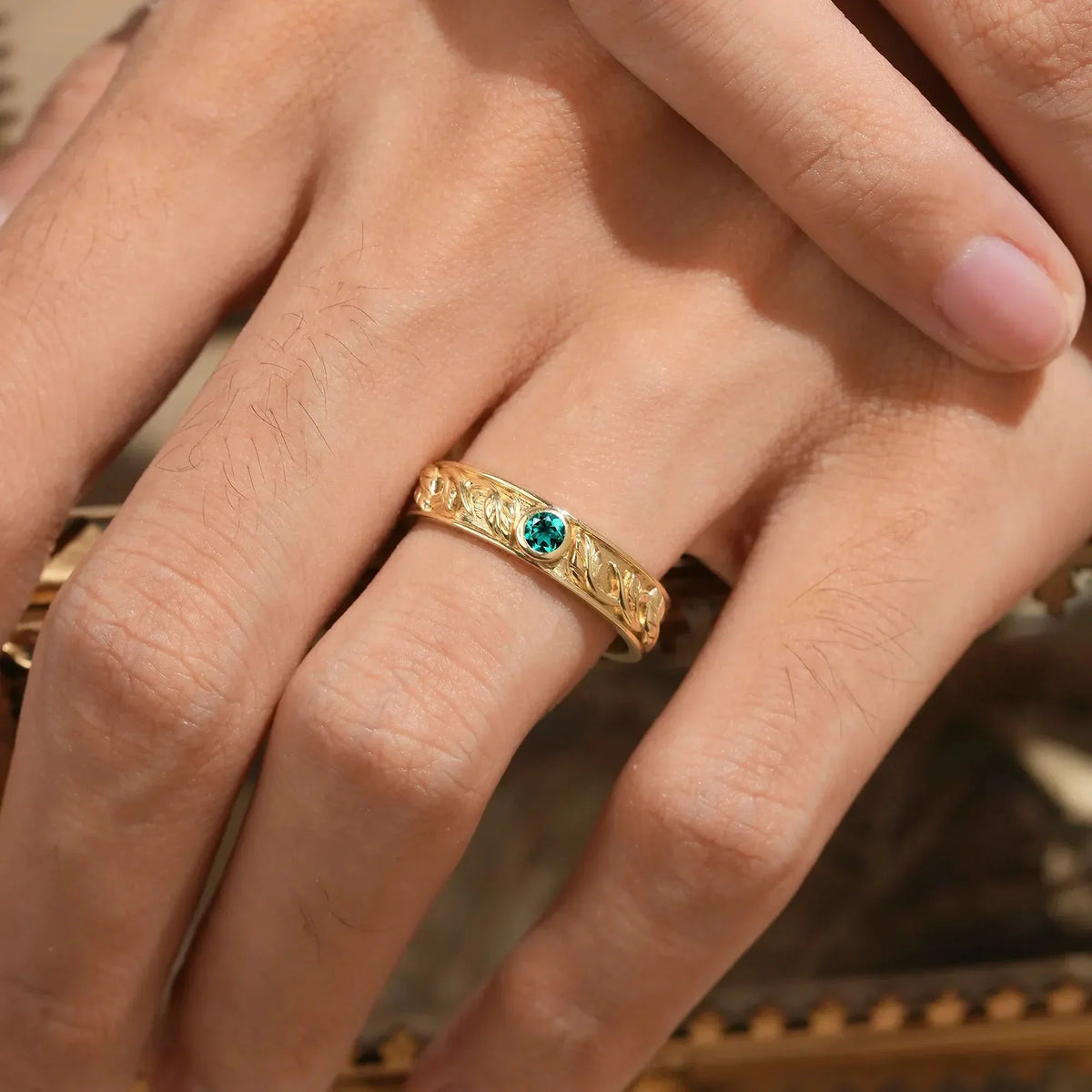 Asher Ivy | Emerald Men's Wedding Band