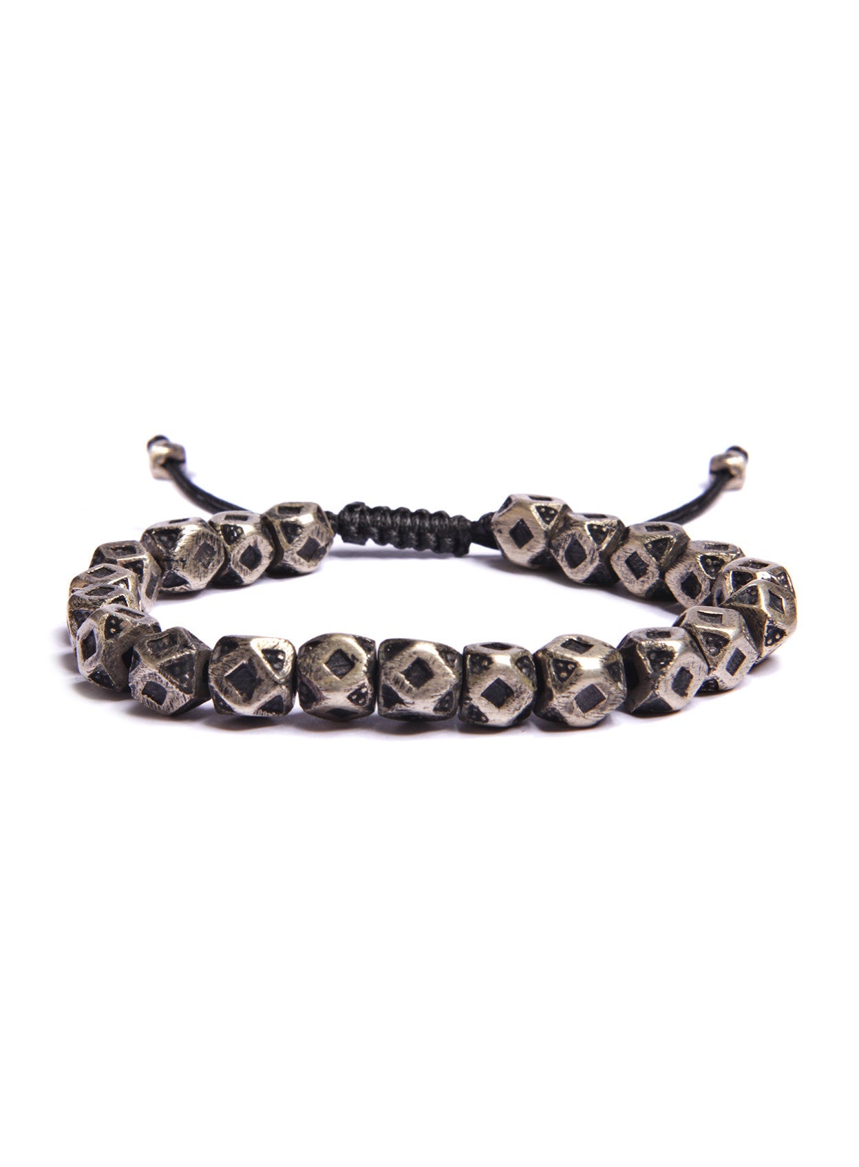 Geometric Silver Beaded Men's Bracelet