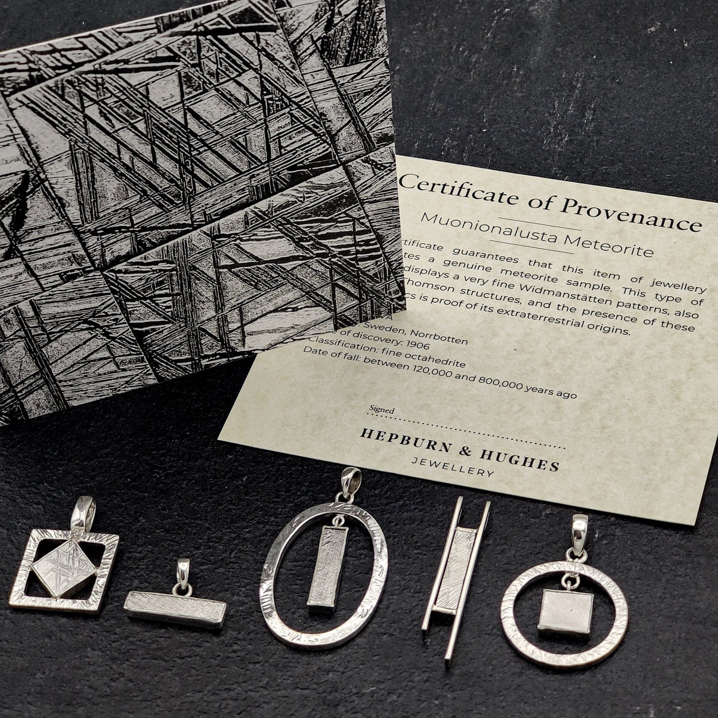Genuine Muonionalusta Meteorite Pendant in Sterling Silver | 11th anniversary gift
