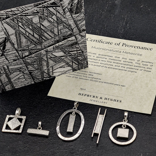 Genuine Muonionalusta Meteorite Pendant in Sterling Silver | 11th anniversary gift