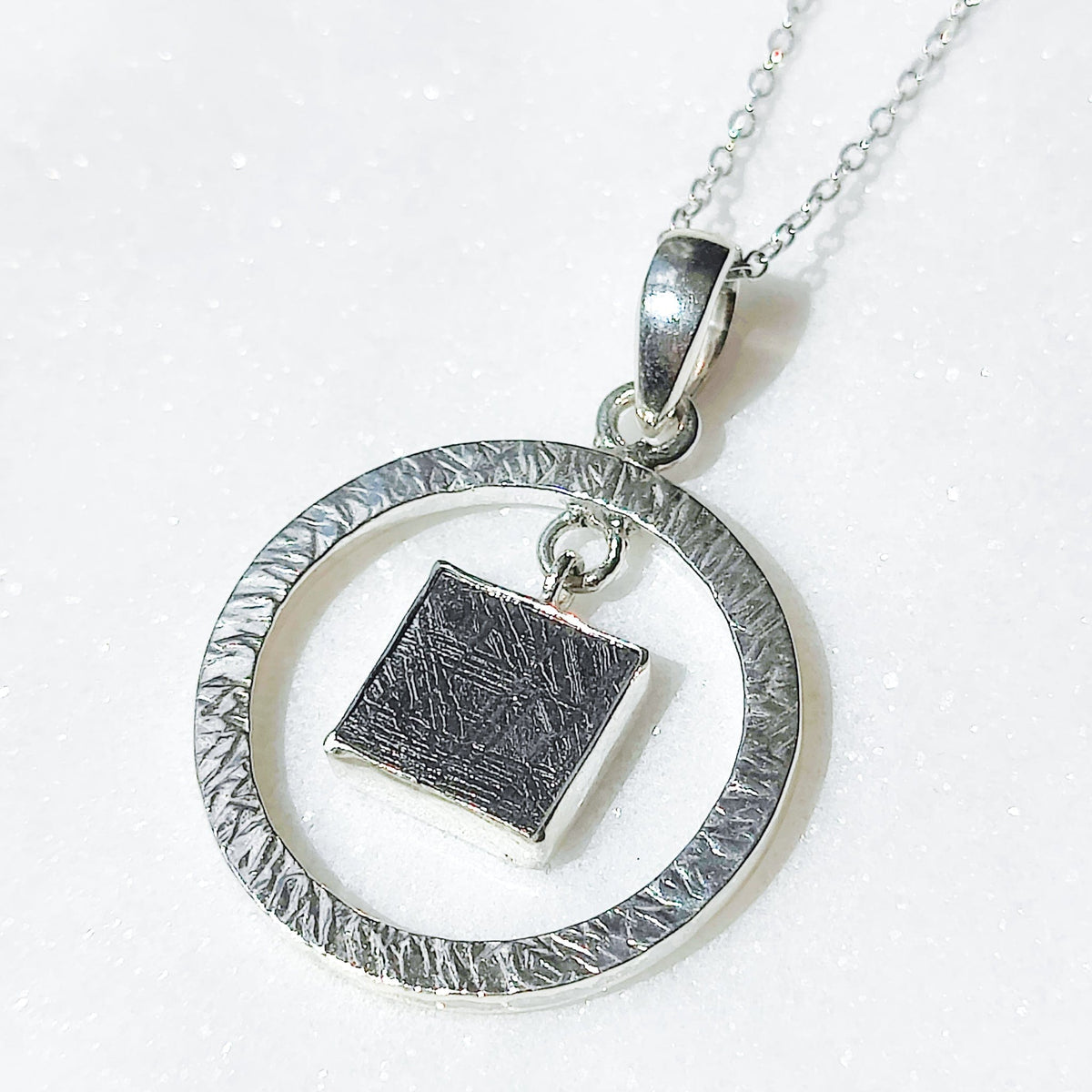Genuine Muonionalusta Meteorite Pendant in Sterling Silver | 11th anniversary gift