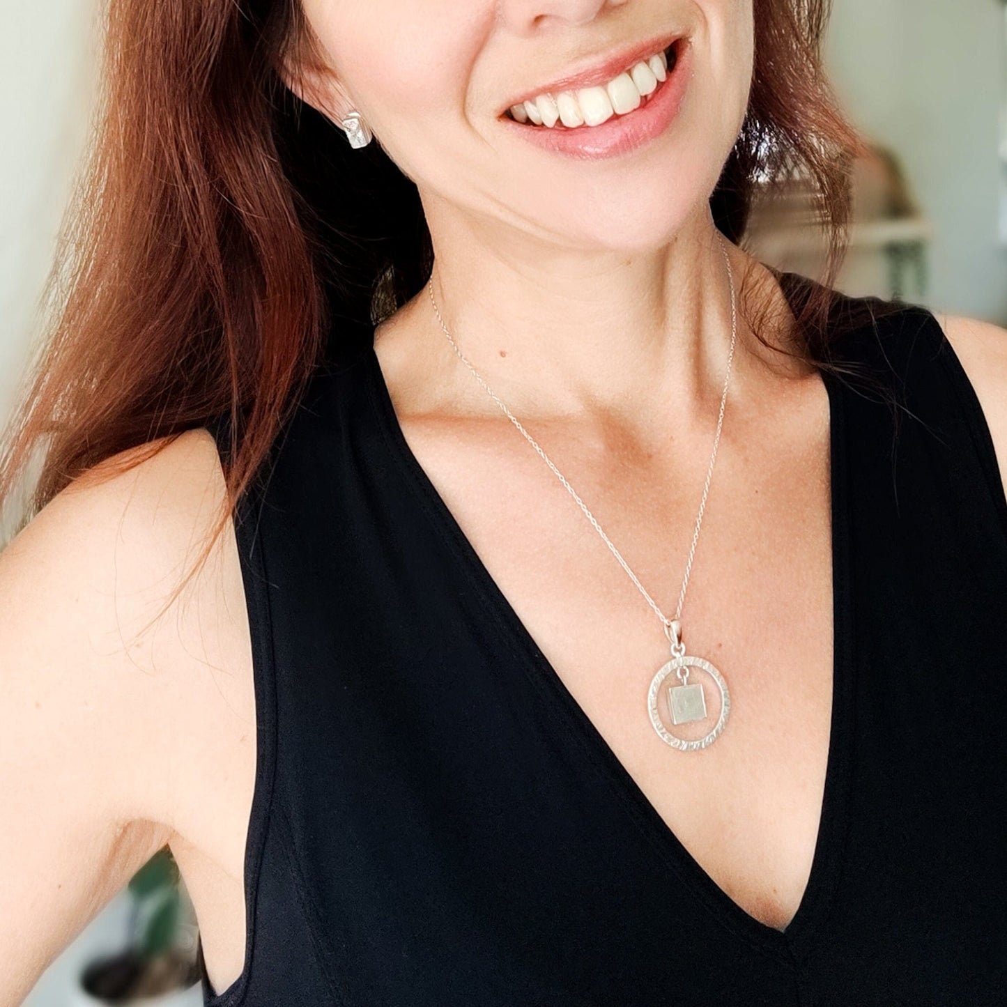 Genuine Muonionalusta Meteorite Pendant in Sterling Silver | 11th anniversary gift