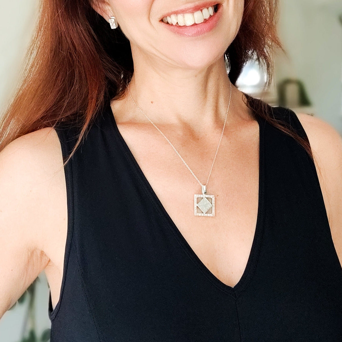 Genuine Muonionalusta Meteorite Pendant in Sterling Silver | 11th anniversary gift
