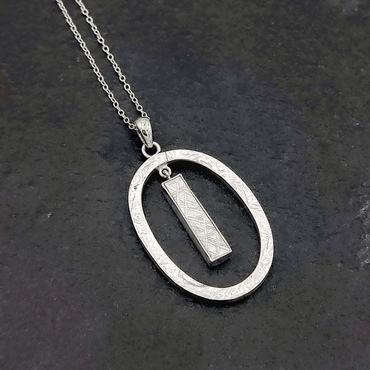 Genuine Muonionalusta Meteorite Pendant in Sterling Silver | 11th anniversary gift