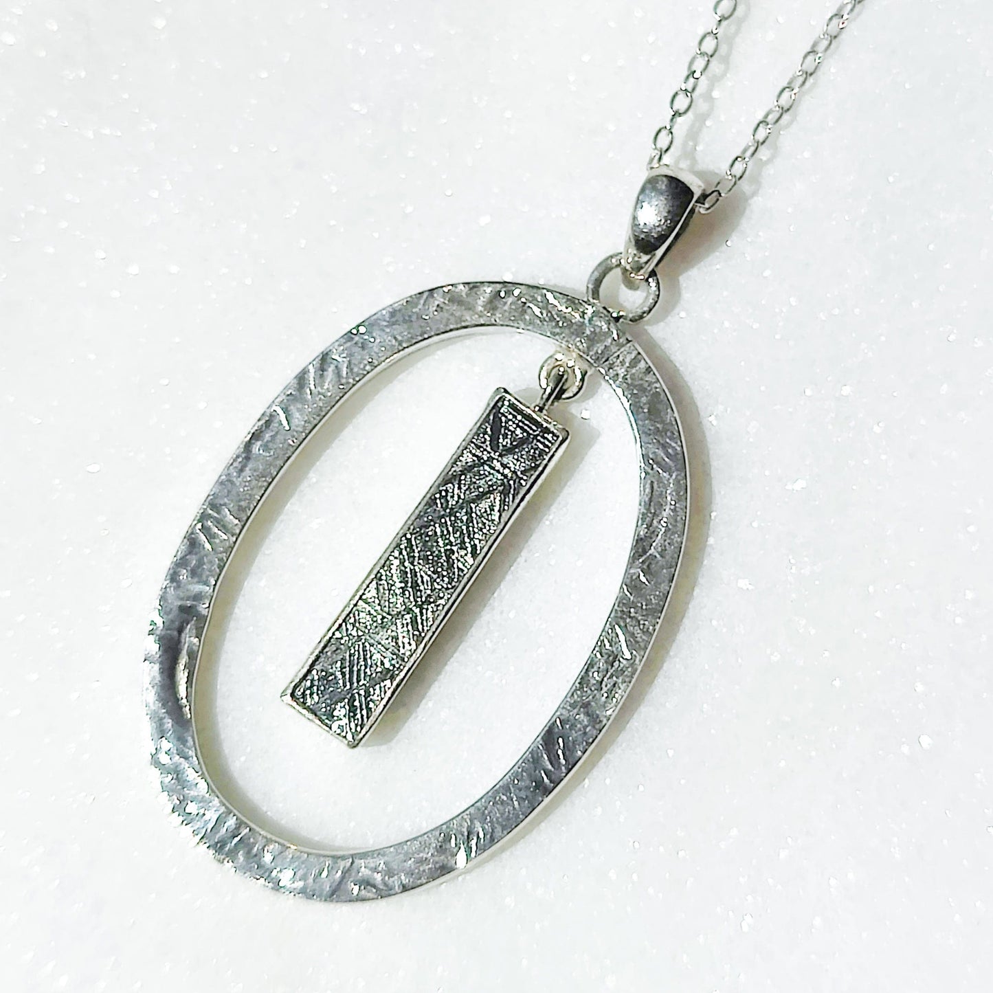 Genuine Muonionalusta Meteorite Pendant in Sterling Silver | 11th anniversary gift
