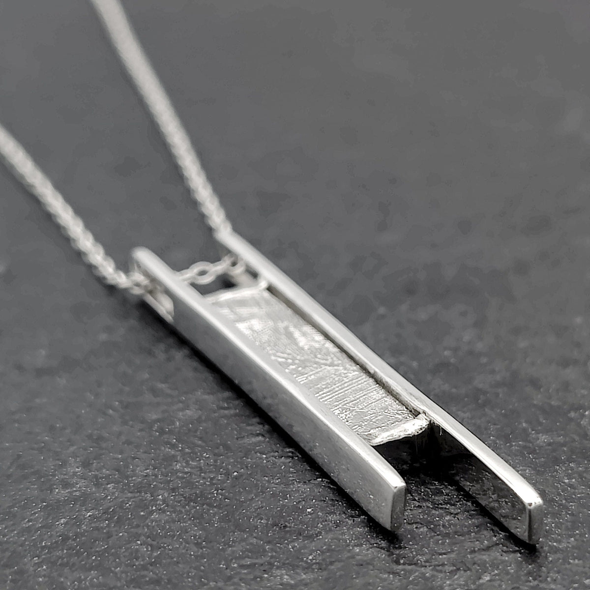 Genuine Muonionalusta Meteorite Pendant in Sterling Silver | 11th anniversary gift