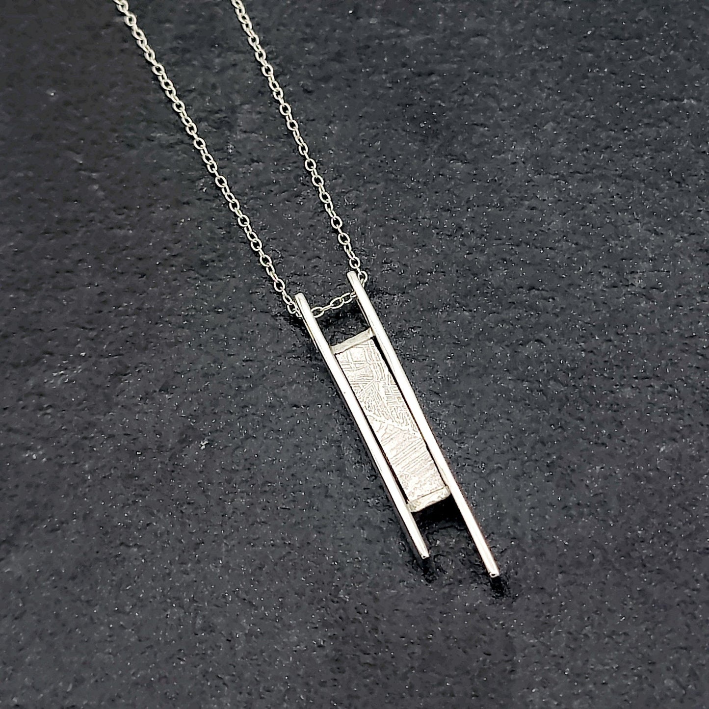 Genuine Muonionalusta Meteorite Pendant in Sterling Silver | 11th anniversary gift