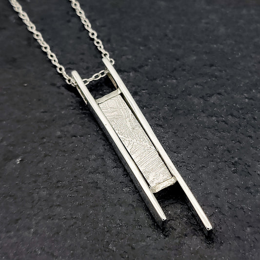 Genuine Muonionalusta Meteorite Pendant in Sterling Silver | 11th anniversary gift