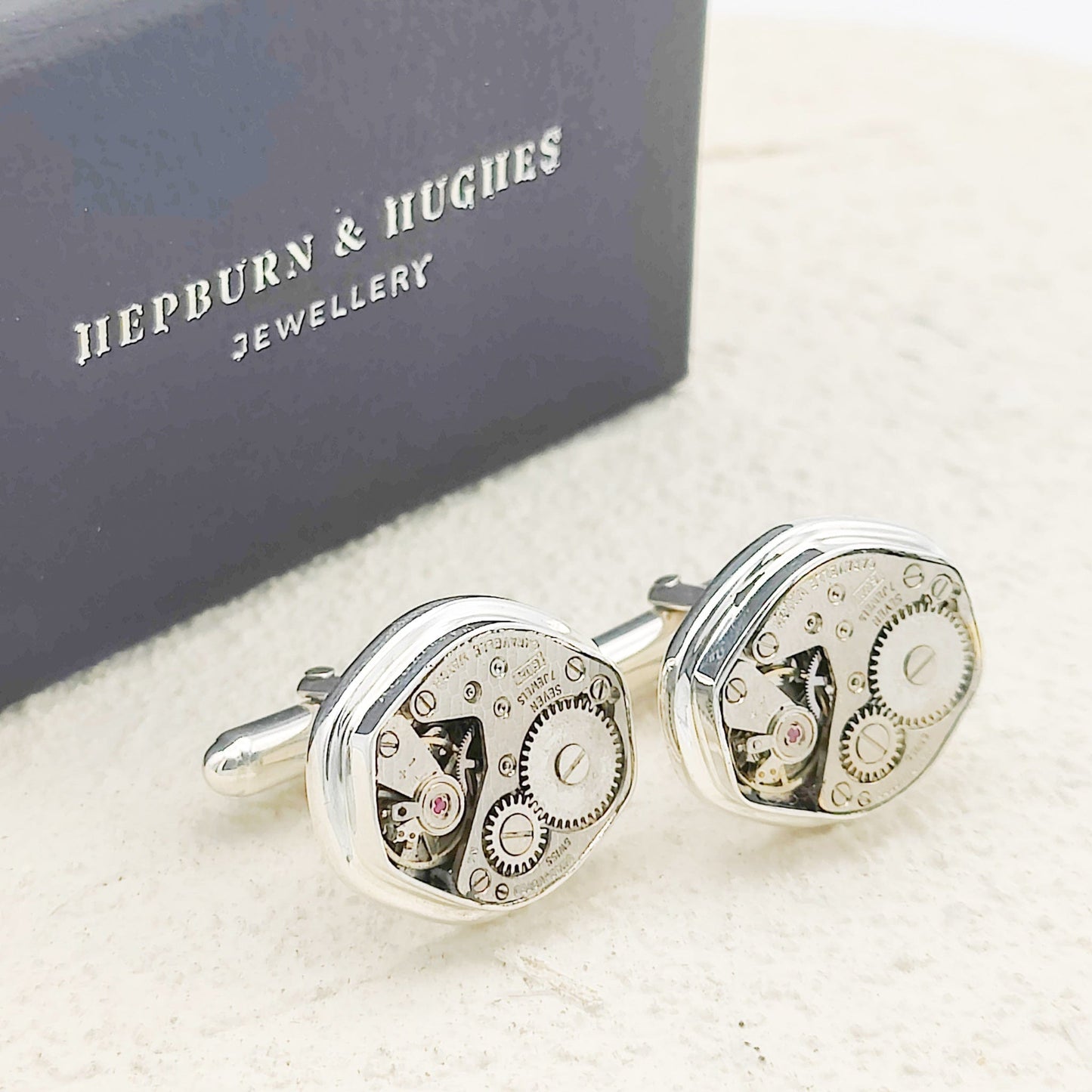 Mid-Century Watch Movement Cufflinks | Sterling Silver