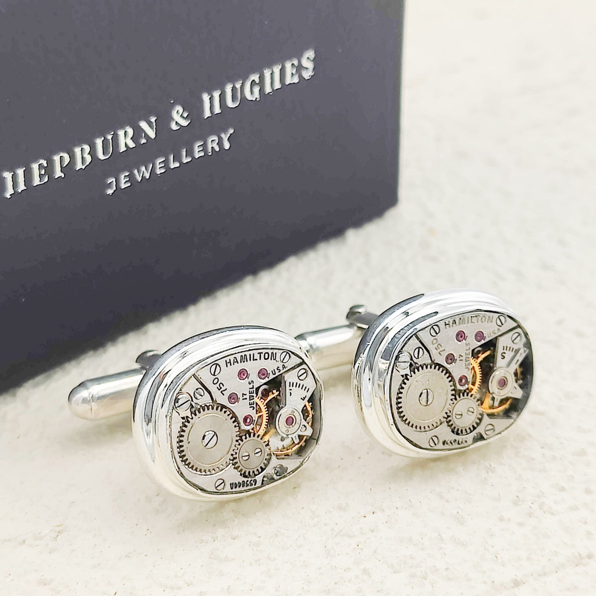 Mid-Century Watch Movement Cufflinks | Sterling Silver