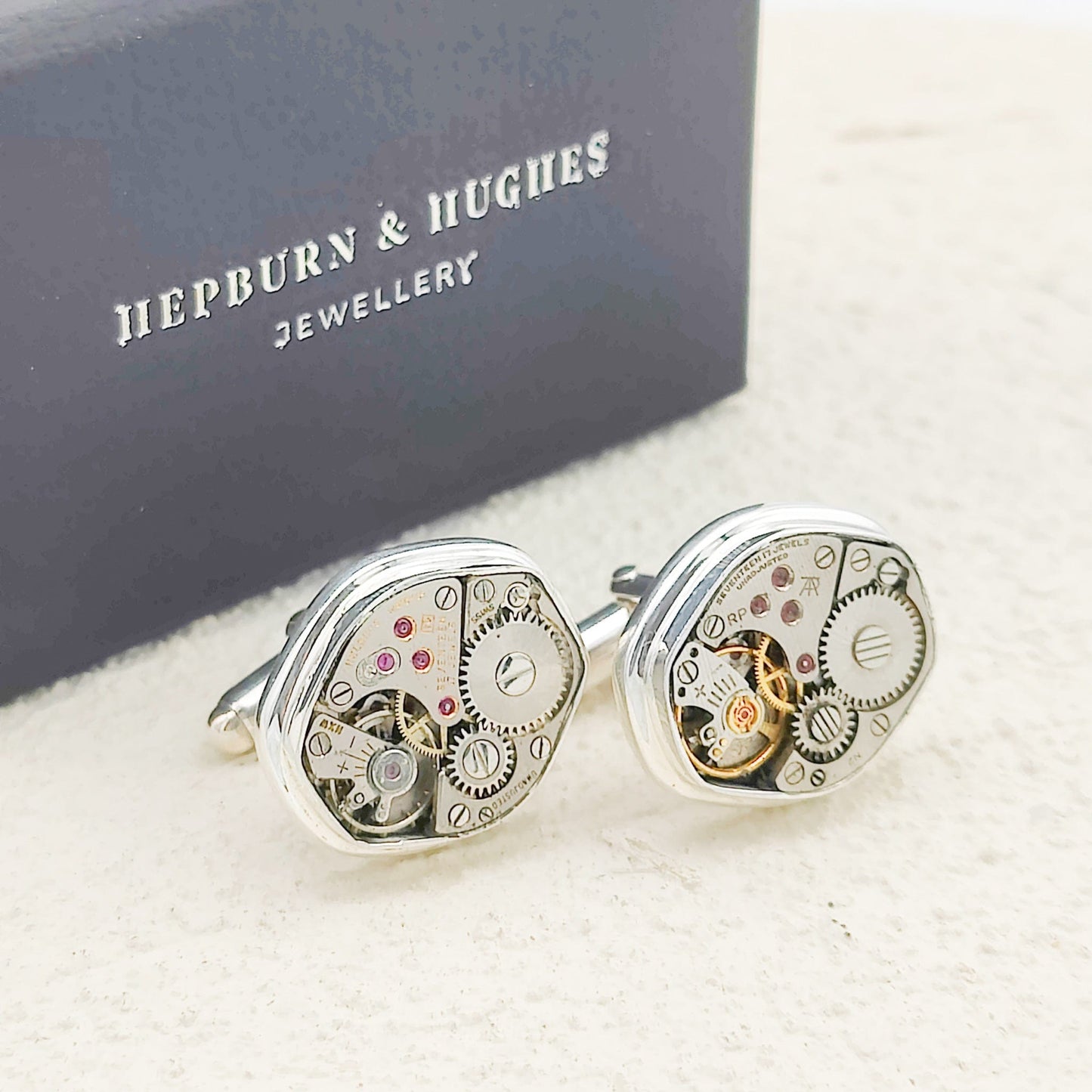 Mid-Century Watch Movement Cufflinks | Sterling Silver