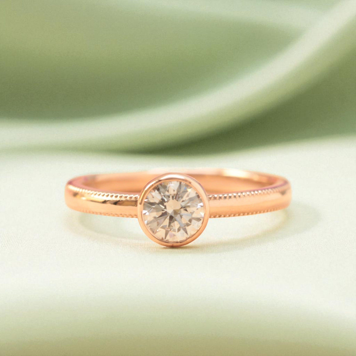 Milgrain diamond engagement ring