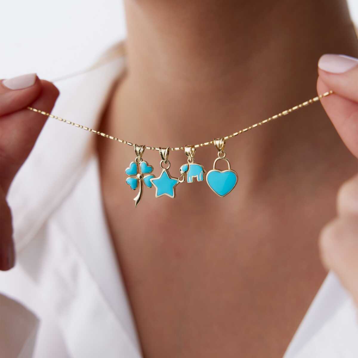 14k Gold Turquoise Elephant Necklace