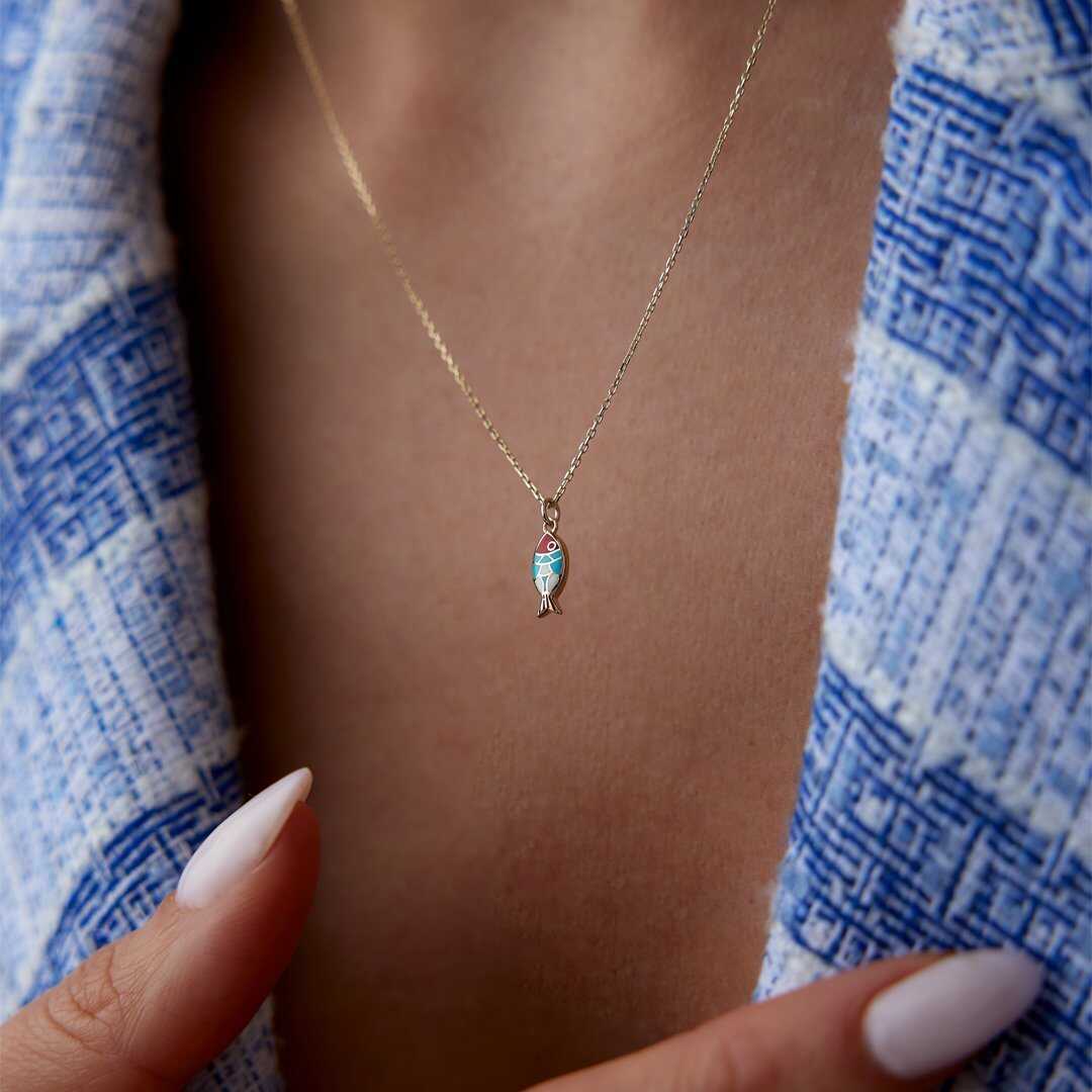 14k Gold Minimalist Mediterranean Fish Necklace