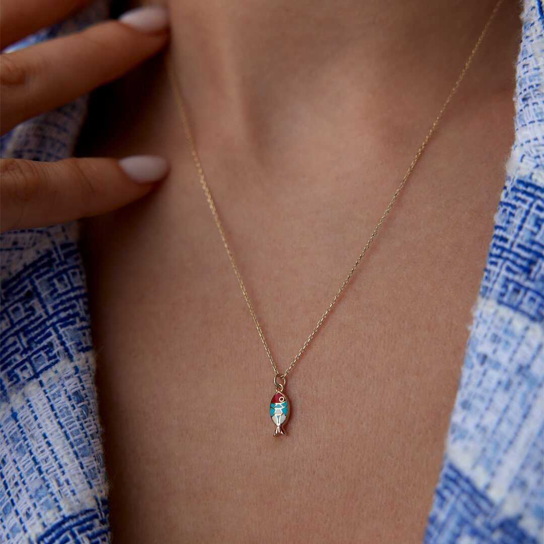 14k Gold Minimalist Mediterranean Fish Necklace