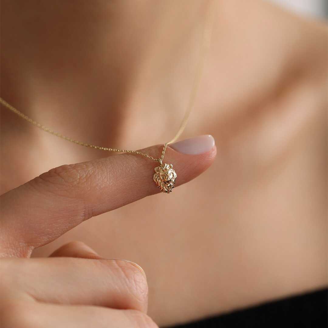 14k Gold Minimalist Lion Necklace