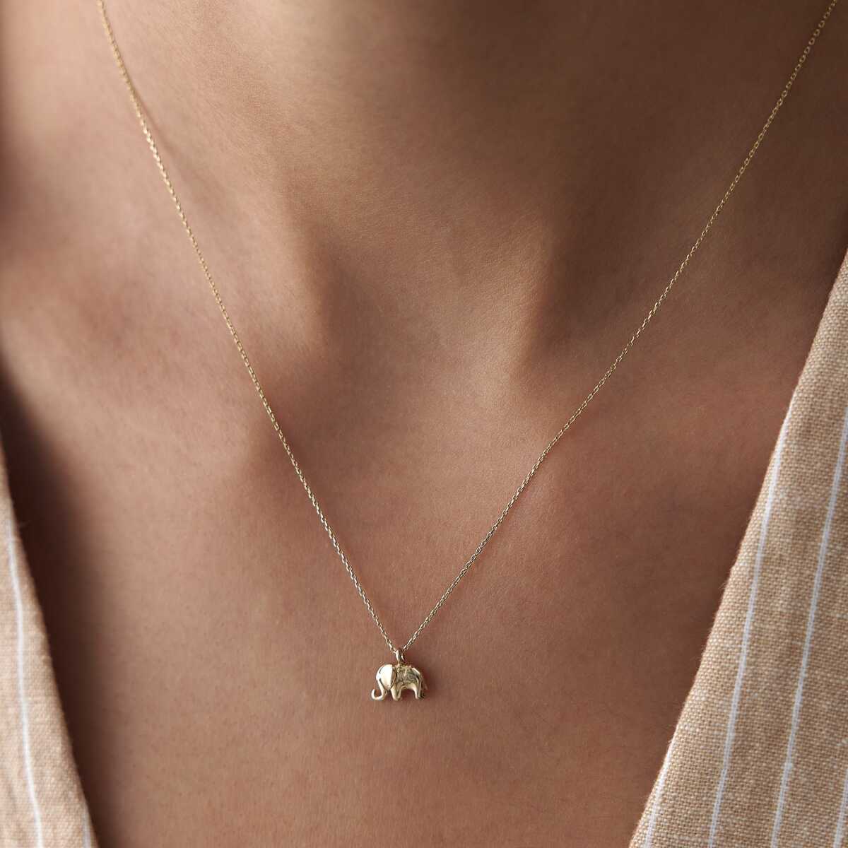 14k Gold Minimalist Gold Elephant Necklace