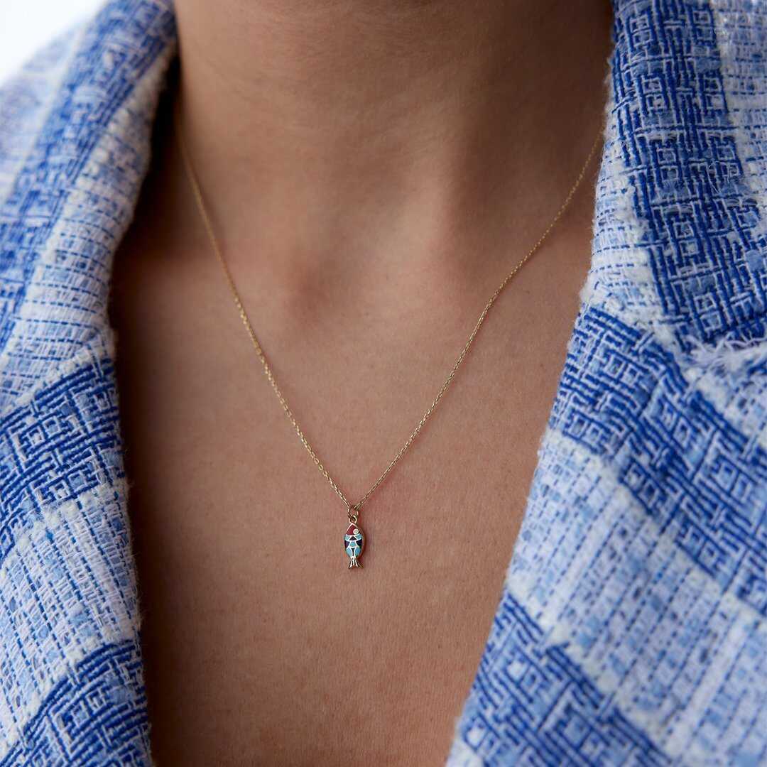 14k Gold Fortuna Fish Necklace