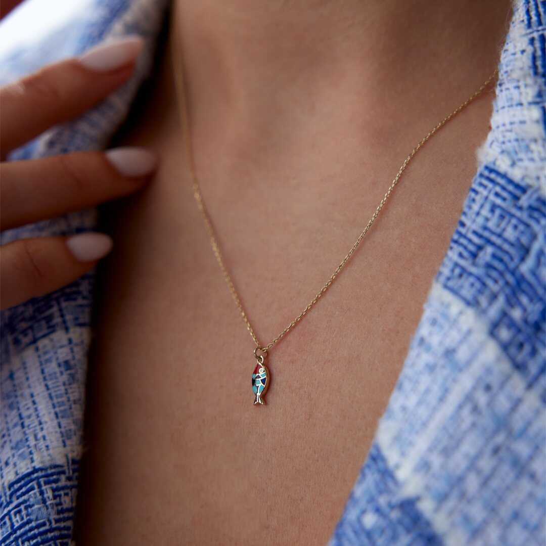 14k Gold Fortuna Fish Necklace