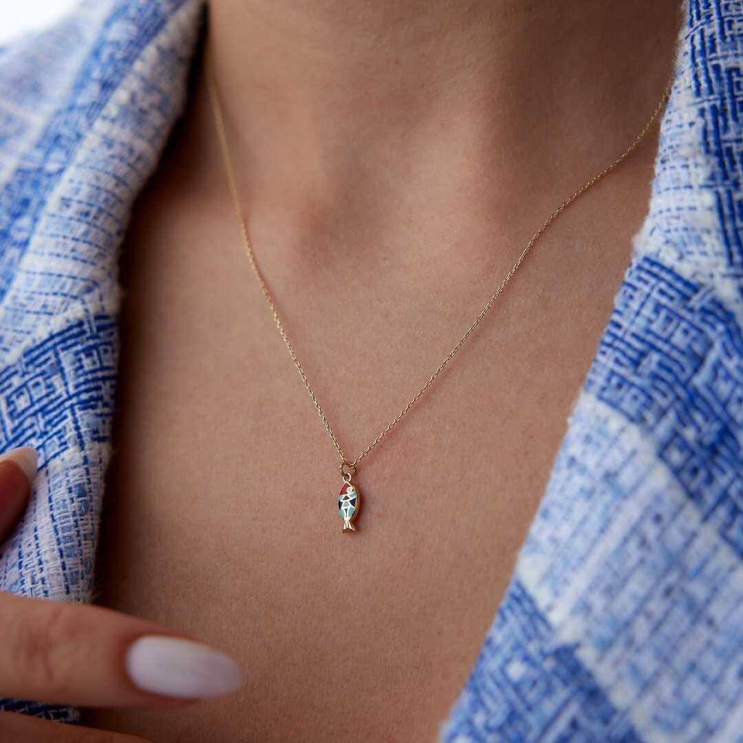 14k Gold Fortuna Fish Necklace