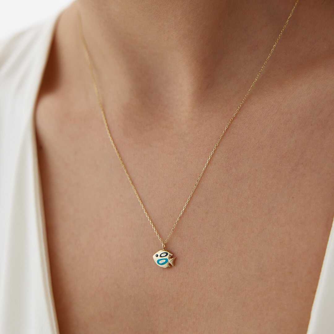 14k Gold Fish Talisman Necklace