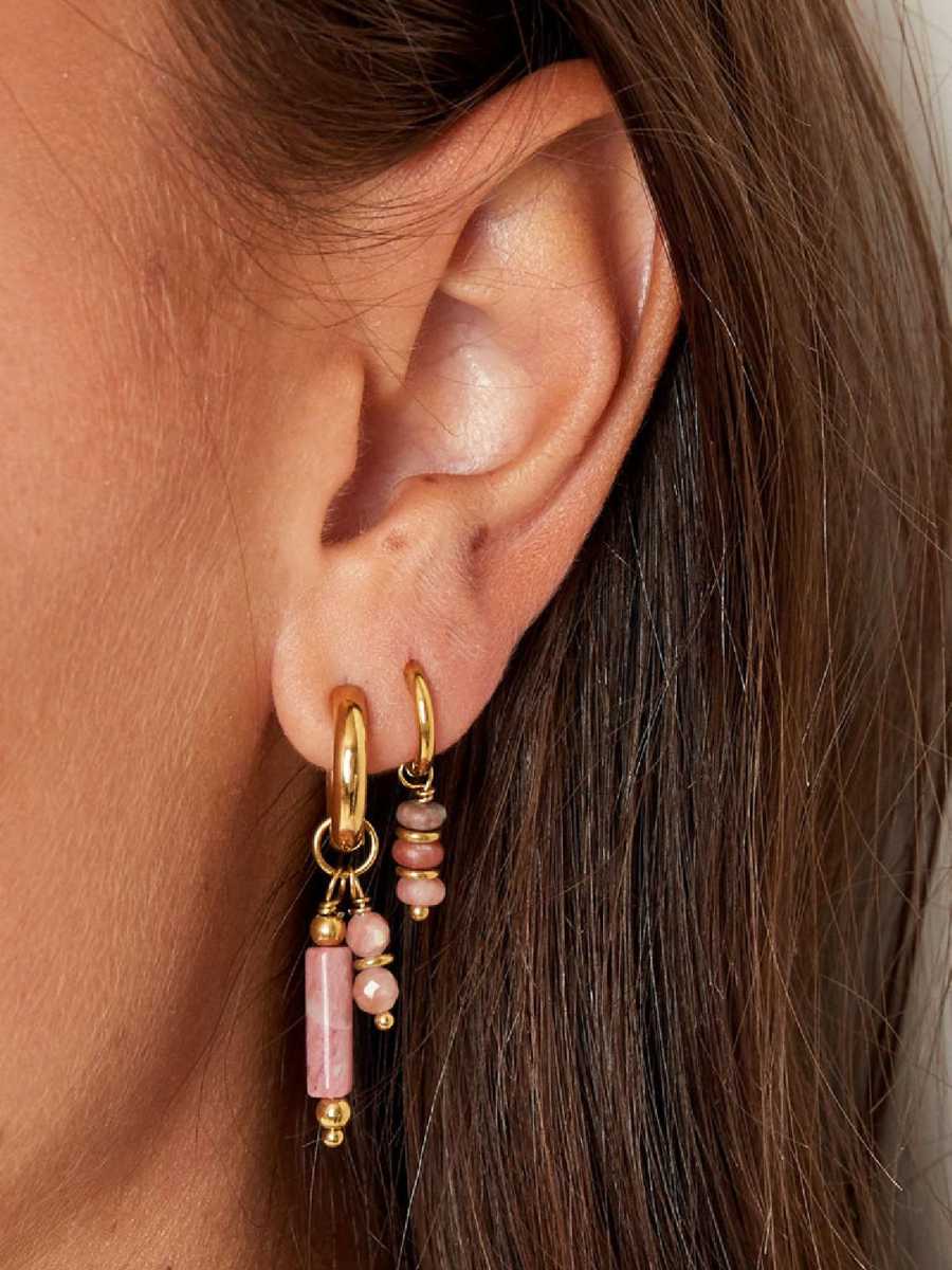 Kisha mini hoop earrings - dangling with semi-precious stone