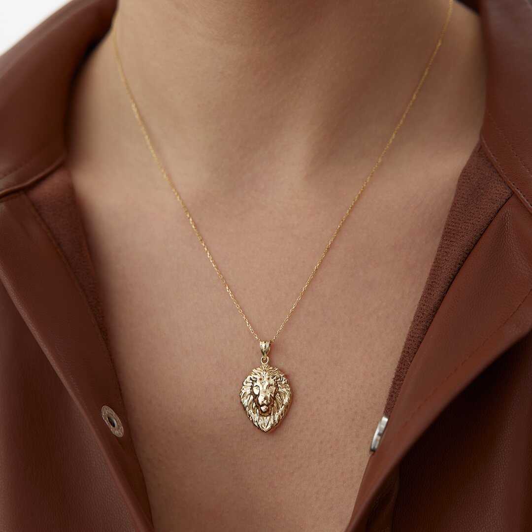 14k Gold Lion Pendant Necklace