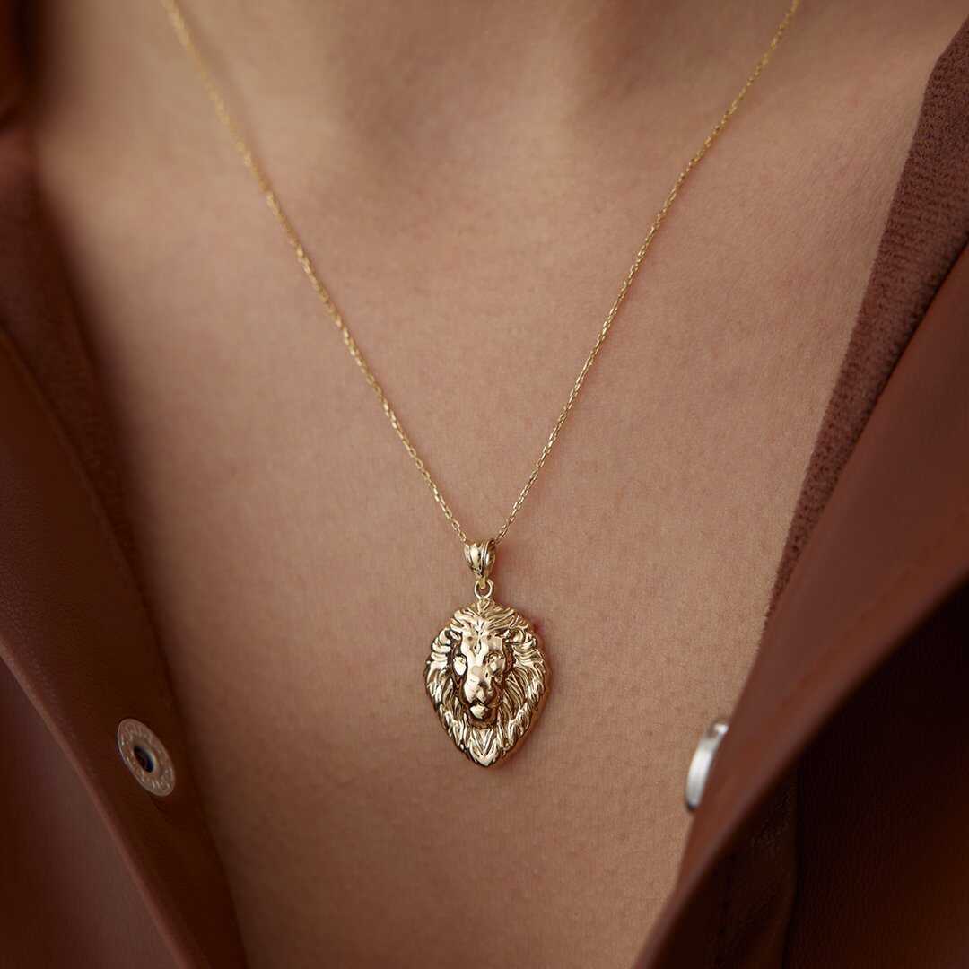 14k Gold Lion Pendant Necklace