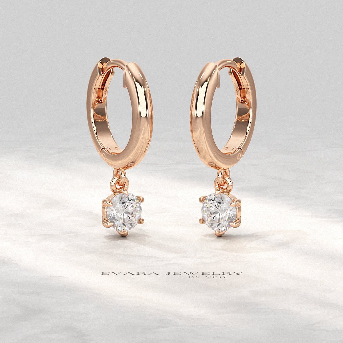 Minimal Diamond Drop Huggies Hoop Earrings