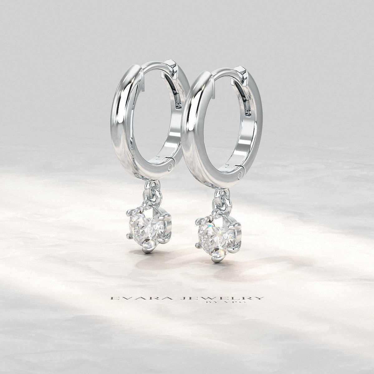 Minimal Diamond Drop Huggies Hoop Earrings