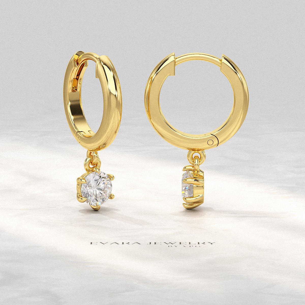 Minimal Diamond Drop Huggies Hoop Earrings