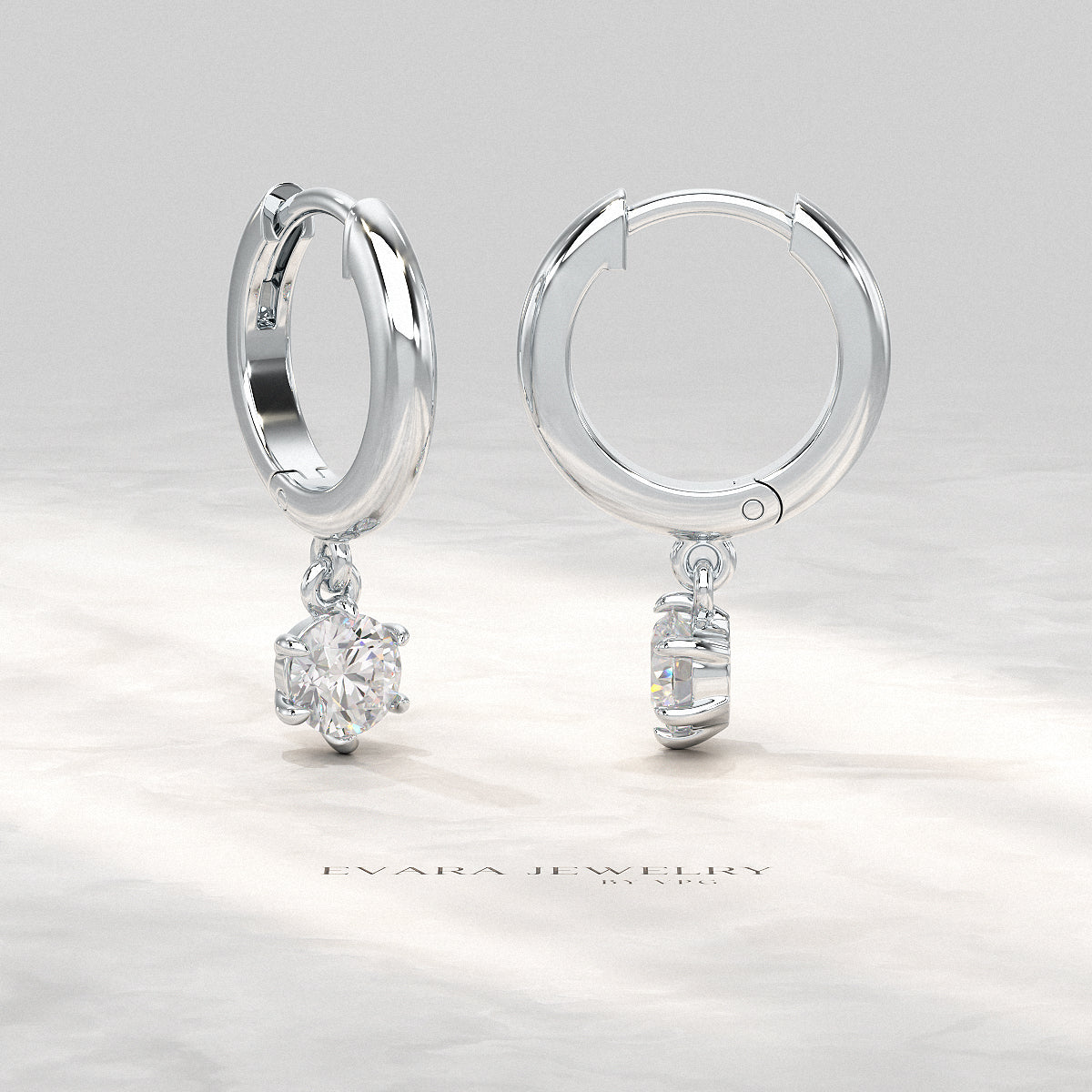 Minimal Diamond Drop Huggies Hoop Earrings