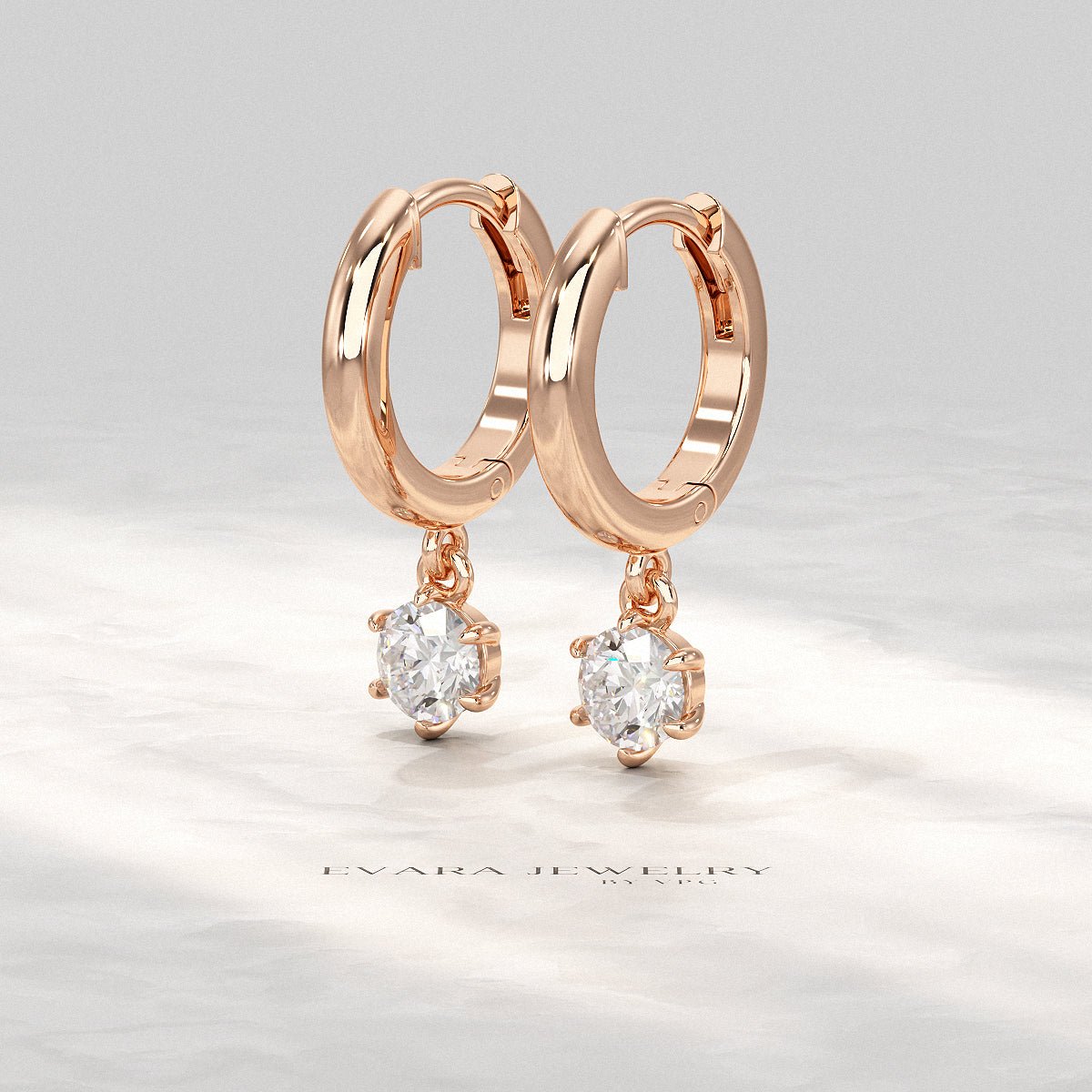 Minimal Diamond Drop Huggies Hoop Earrings