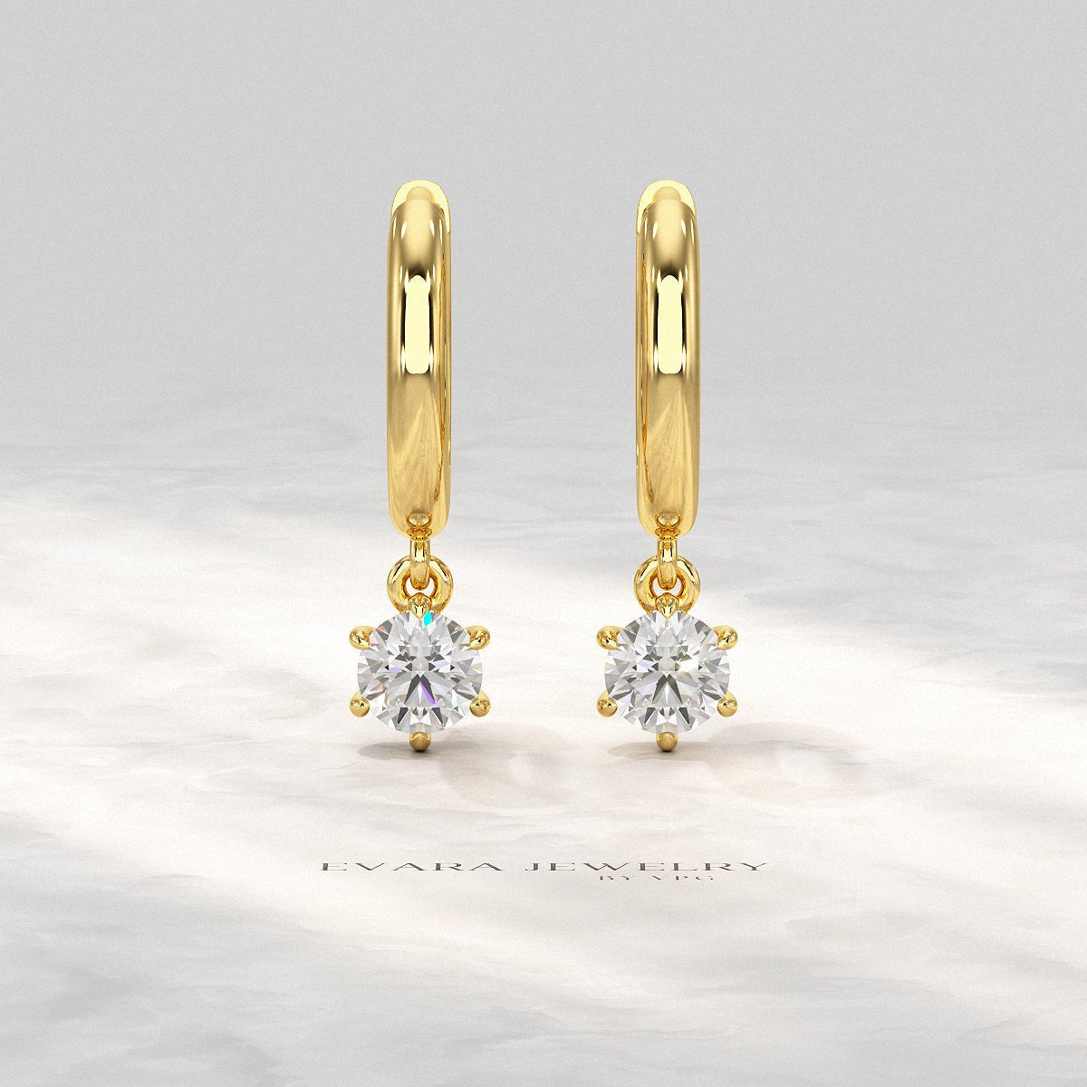Minimal Diamond Drop Huggies Hoop Earrings
