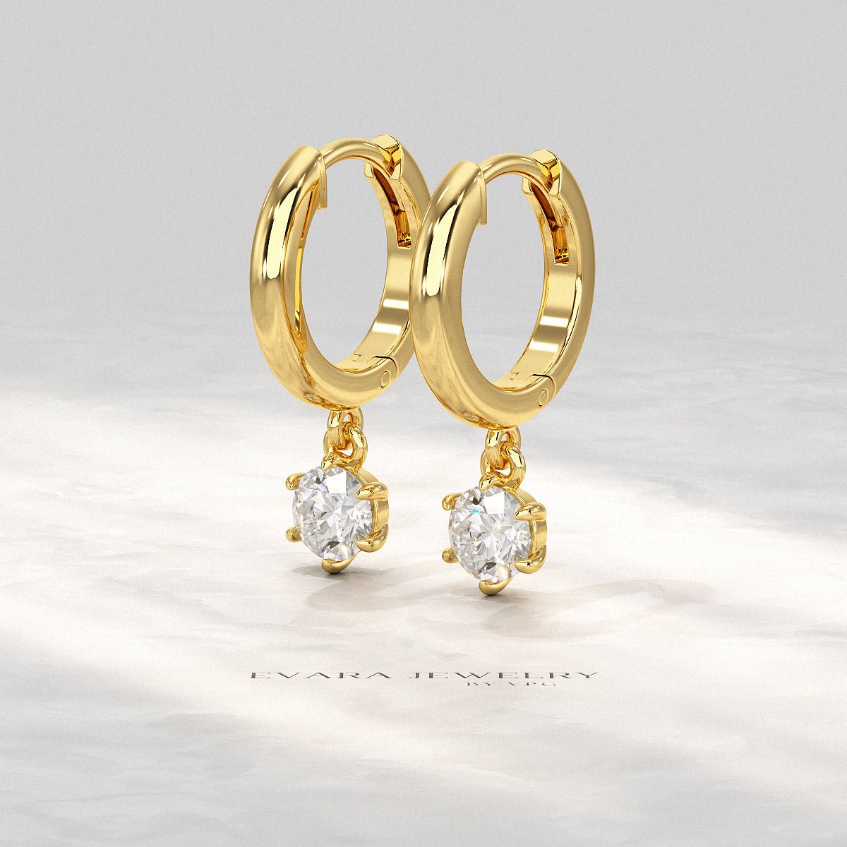 Minimal Diamond Drop Huggies Hoop Earrings