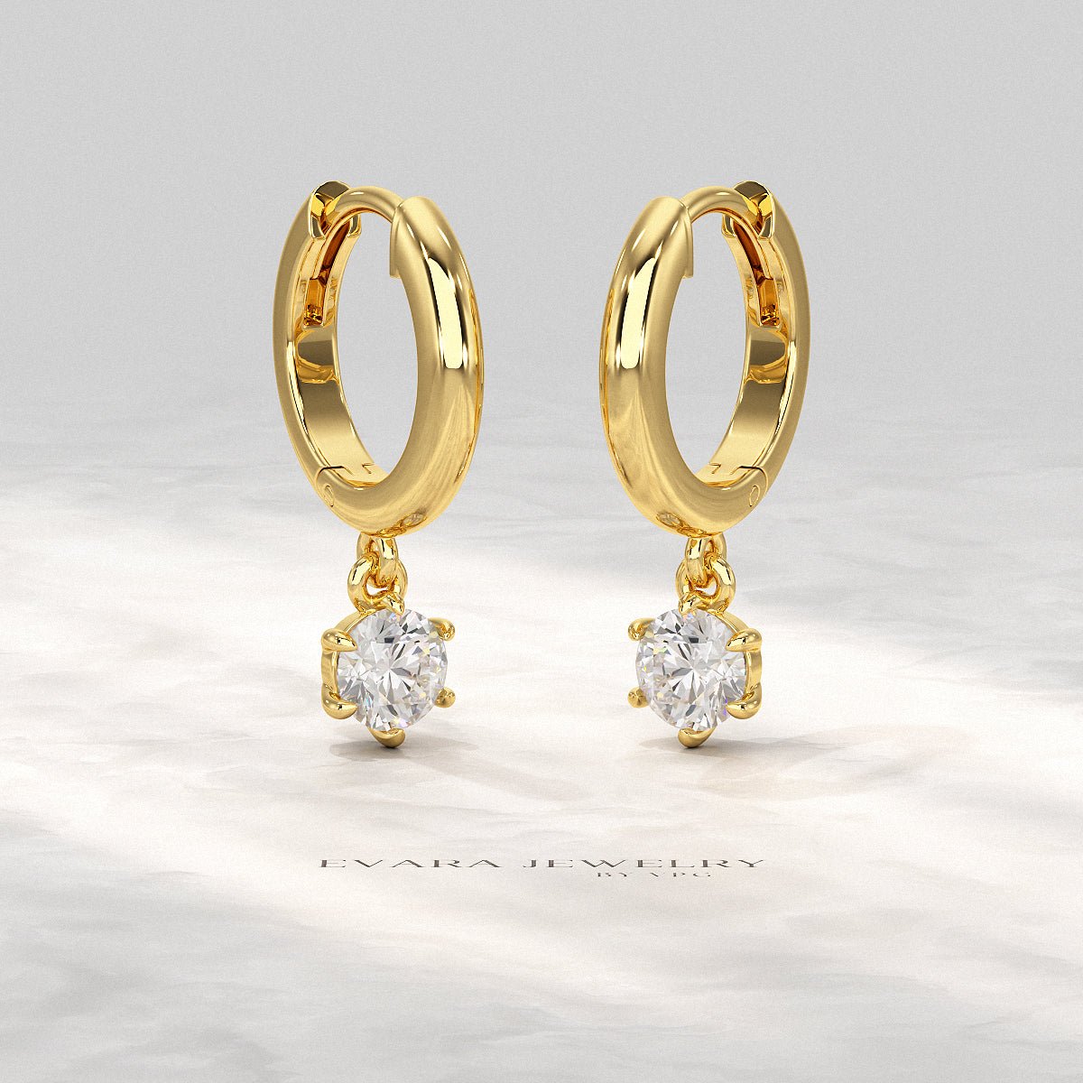 Minimal Diamond Drop Huggies Hoop Earrings