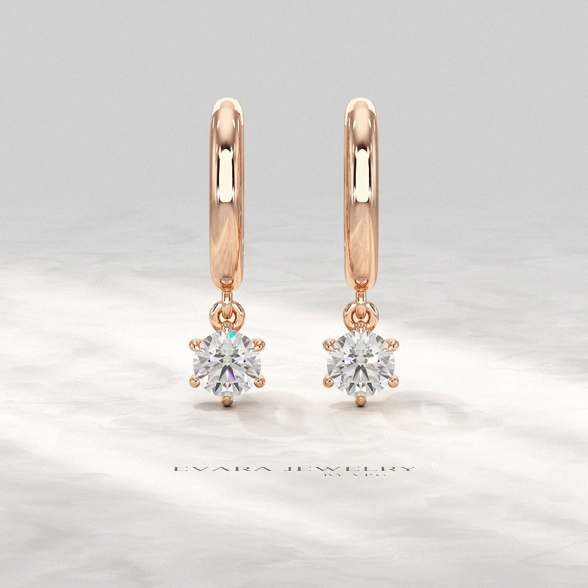 Minimal Diamond Drop Huggies Hoop Earrings