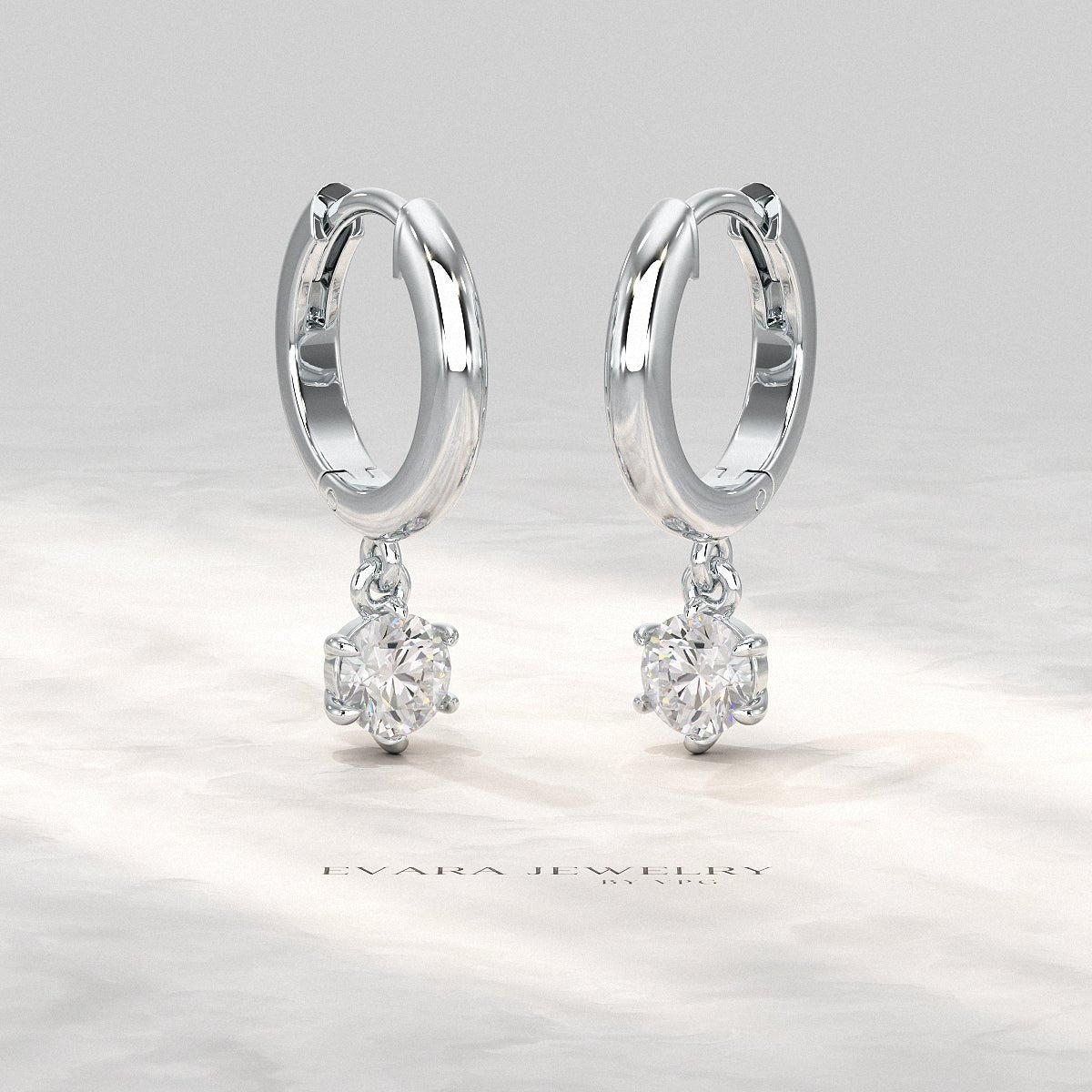Minimal Diamond Drop Huggies Hoop Earrings