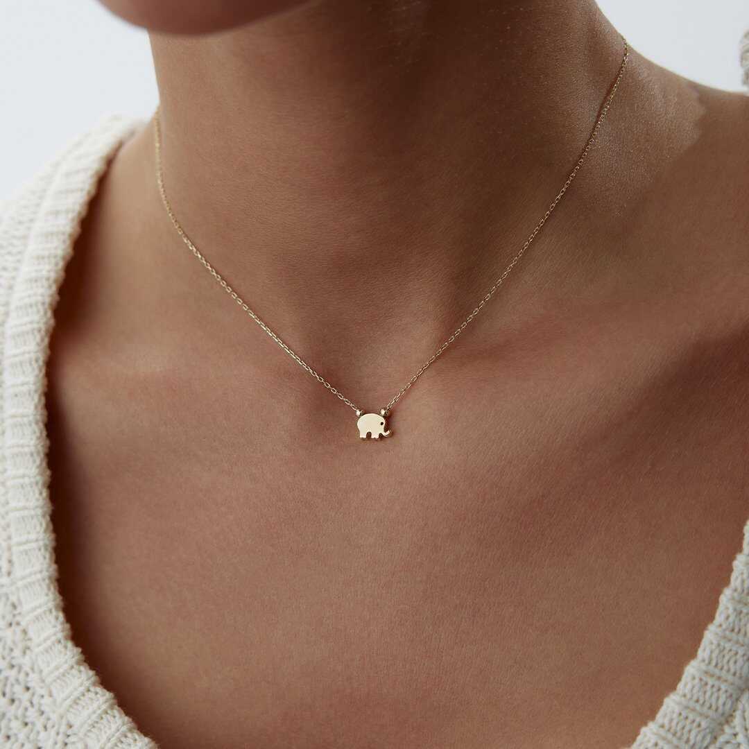 14k Gold Minimalist Elephant Necklace